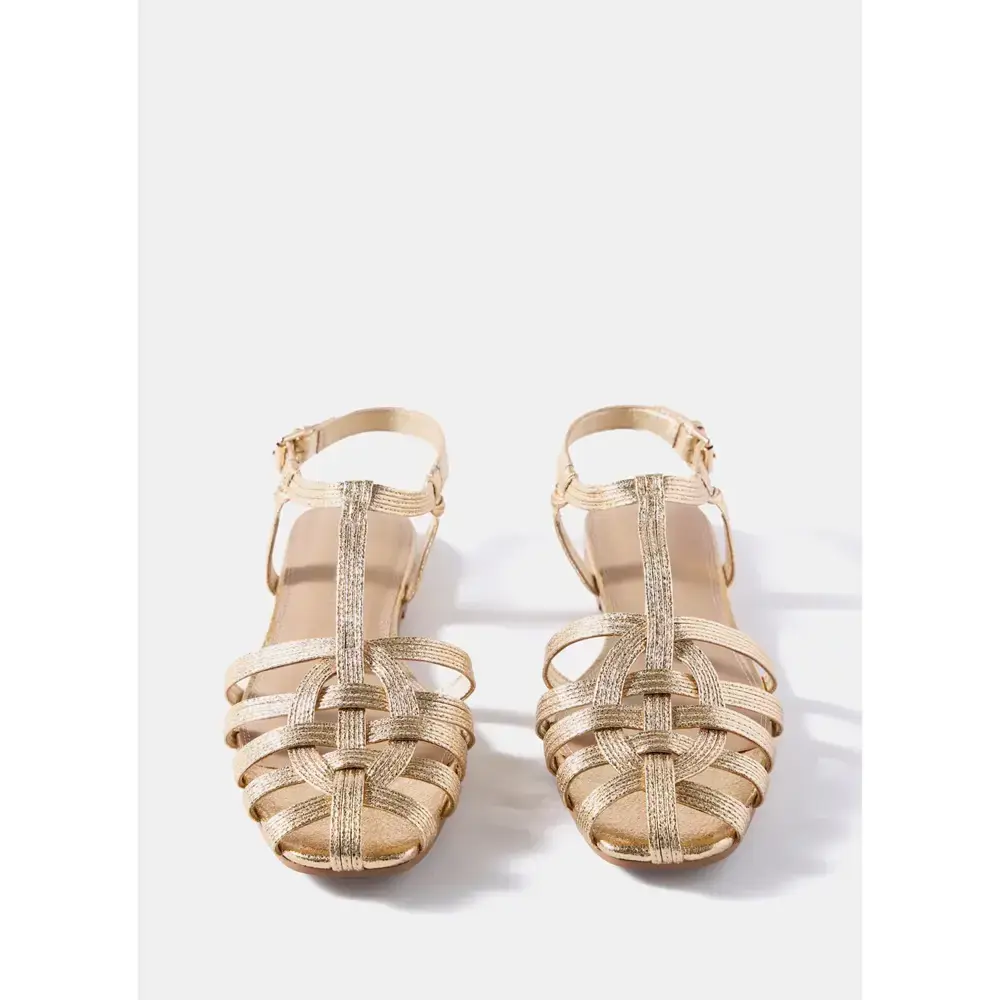 Mint Velvet Hollie Gold Fisherman Flat Sandals
